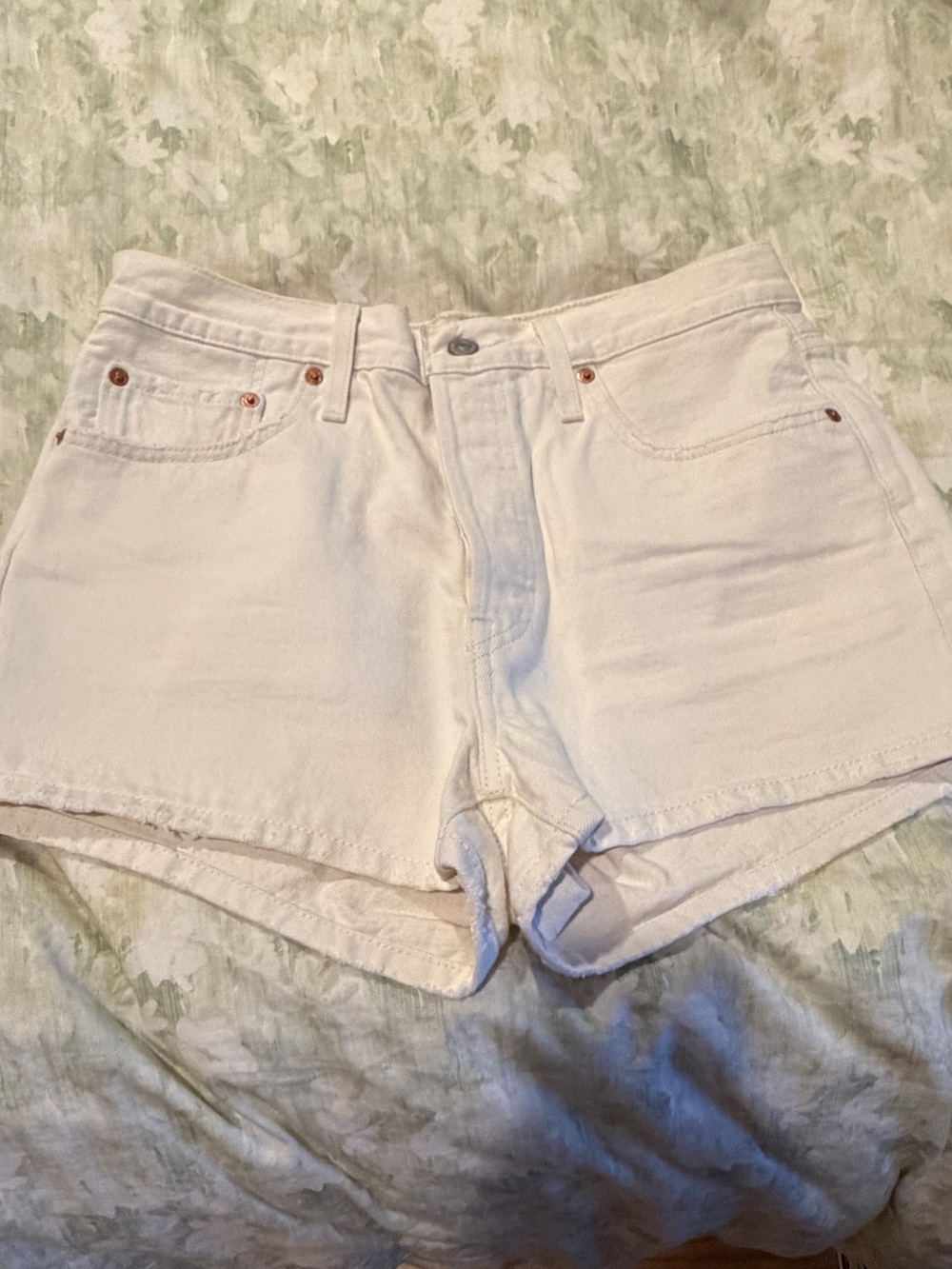 Levi's White 501 Classic Denim Shorts